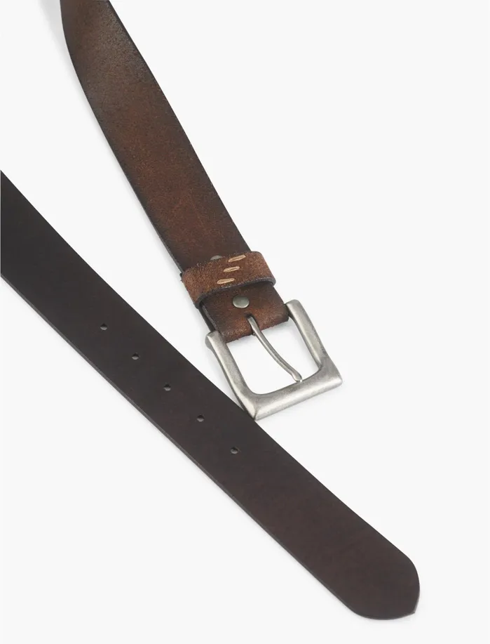 Belts Men Lucky Brand Distressed Leather Belt Brown