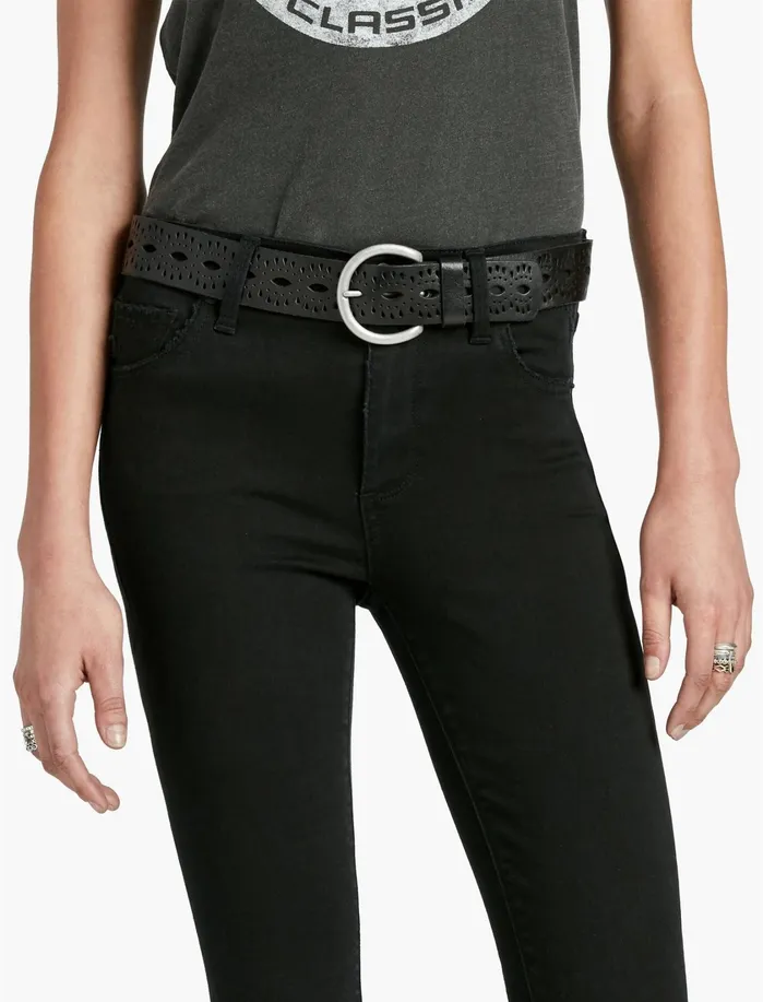 Belts Women Lucky Brand Beachwood Cutout Belt Black