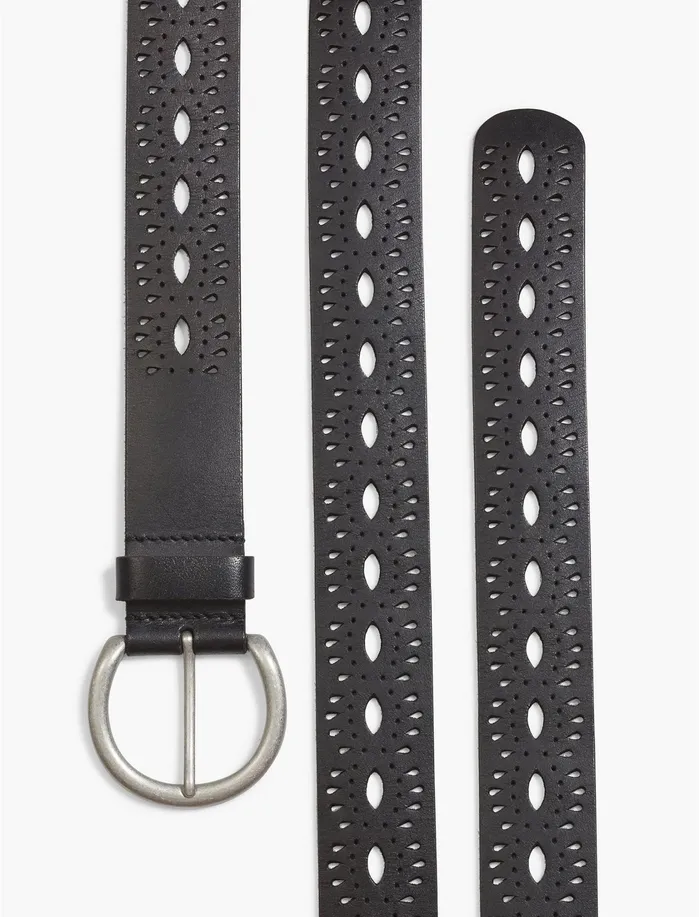Belts Women Lucky Brand Beachwood Cutout Belt Black