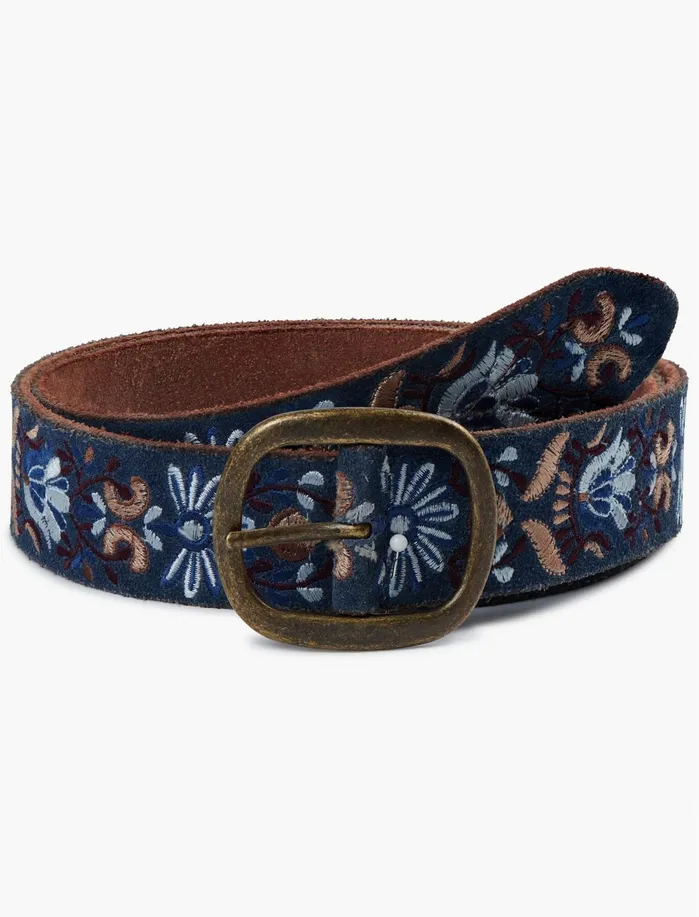 Belts Women Lucky Brand BlueBurgundy Floral Embroidery Belt Multi