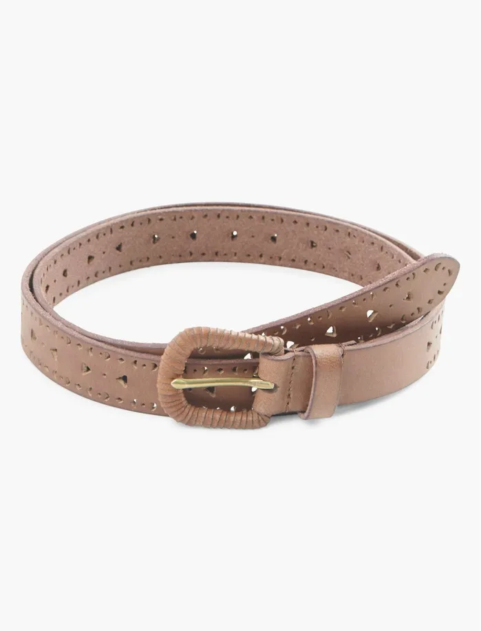 Belts Women Lucky Brand Perf Wrapped Buckle Belt Brown