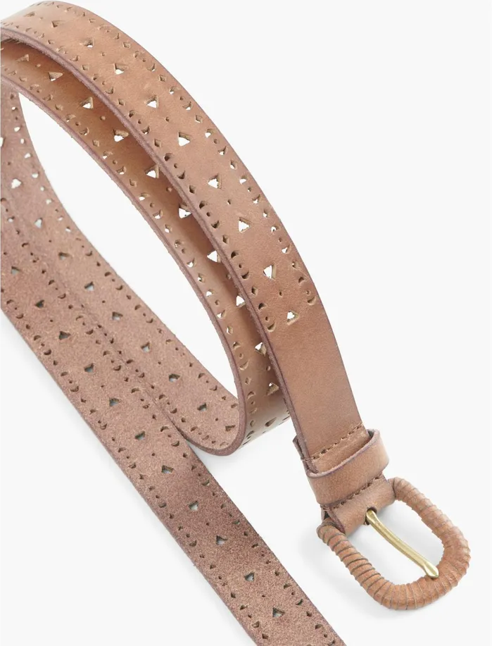 Belts Women Lucky Brand Perf Wrapped Buckle Belt Brown