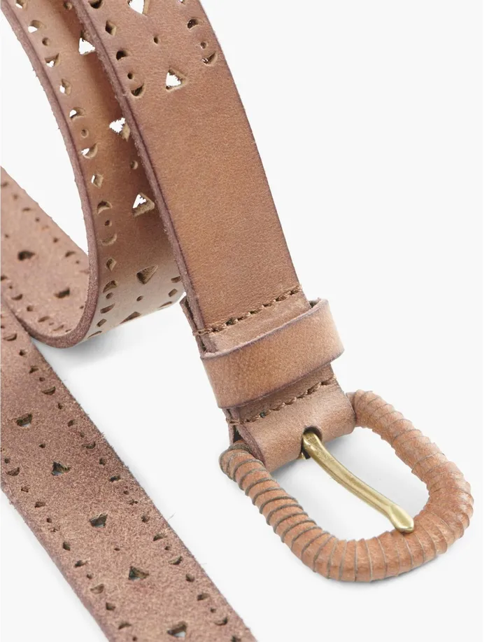 Belts Women Lucky Brand Perf Wrapped Buckle Belt Brown