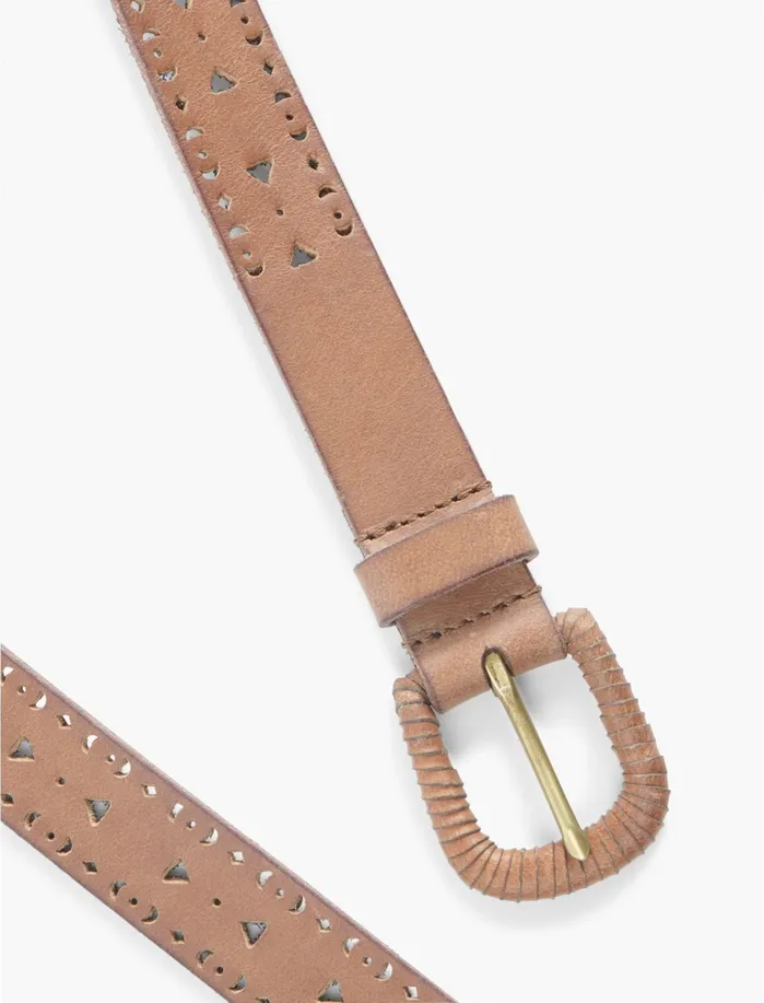 Belts Women Lucky Brand Perf Wrapped Buckle Belt Brown