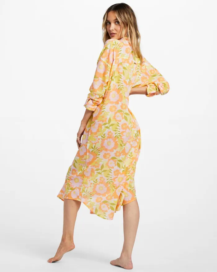 Billabong Beach Cover Ups Women Daylight Dreamin Midi Shirt Swim CoverUp Orange Peel Billabong Beach Cover Ups Women Daylight Dreamin Midi Shirt Swim CoverUp Orange Peel