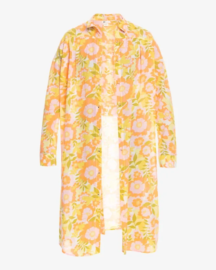 Billabong Beach Cover Ups Women Daylight Dreamin Midi Shirt Swim CoverUp Orange Peel Billabong Beach Cover Ups Women Daylight Dreamin Midi Shirt Swim CoverUp Orange Peel