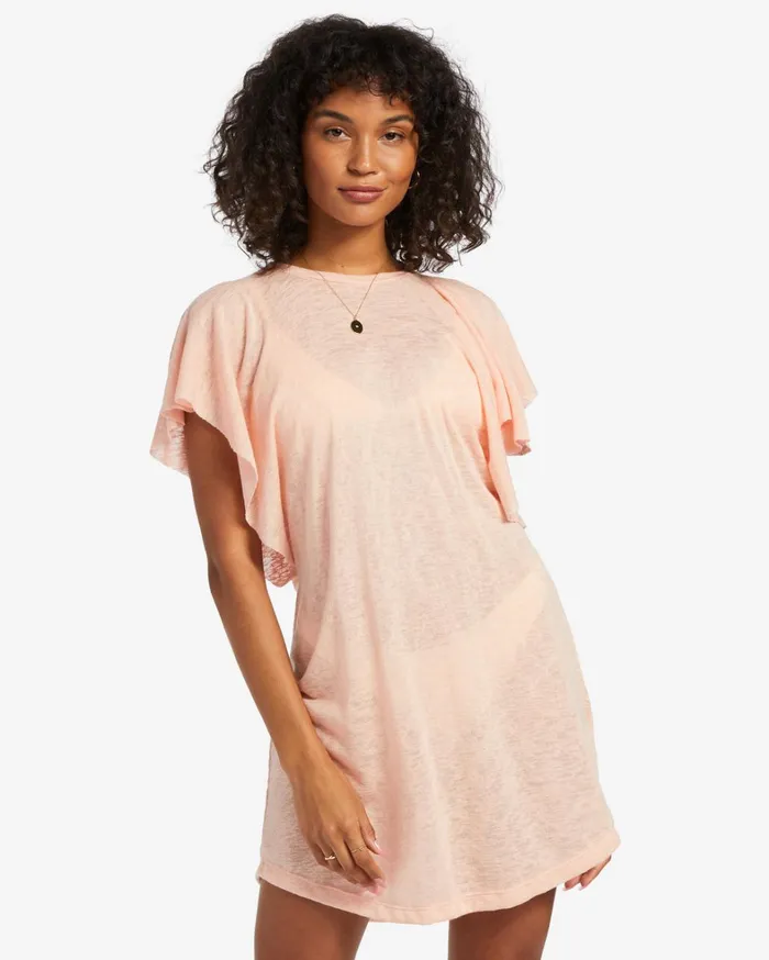 Billabong Beach Cover Ups Women Out For Waves CoverUp Dress Soft N Peachy