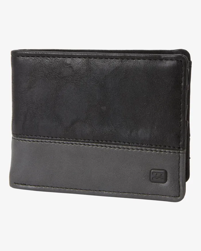 Billabong Belts Men Dimension Faux Leather BiFold Wallet Black Char
