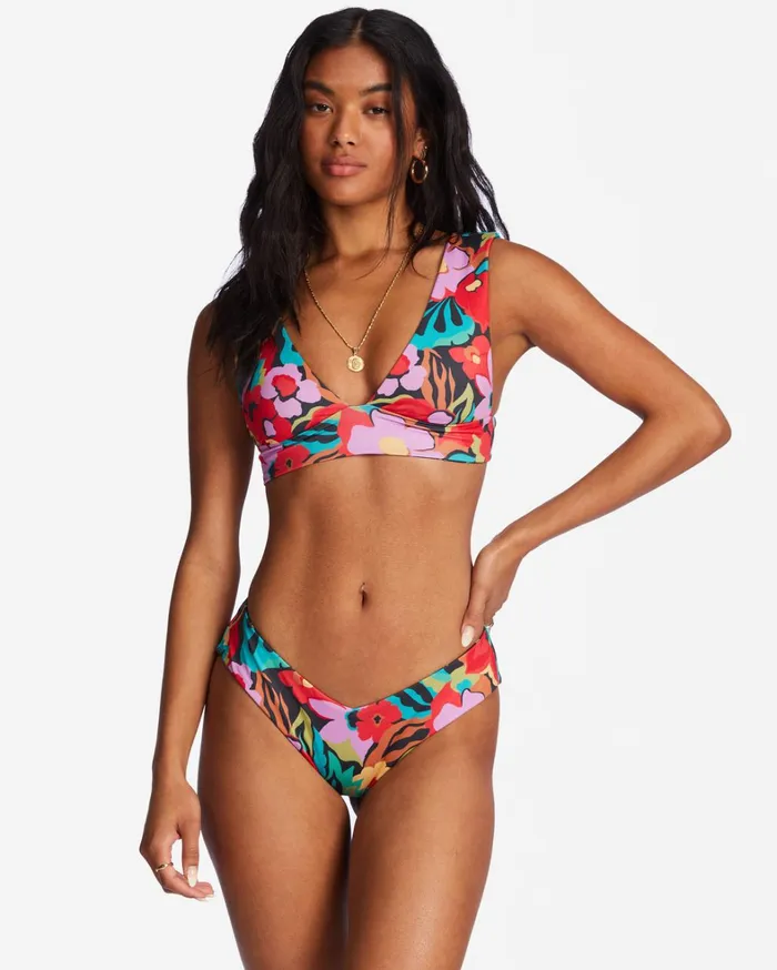 Billabong Bikinis Women Islands Away Rev Reversible Plunge Bikini Top Multi
