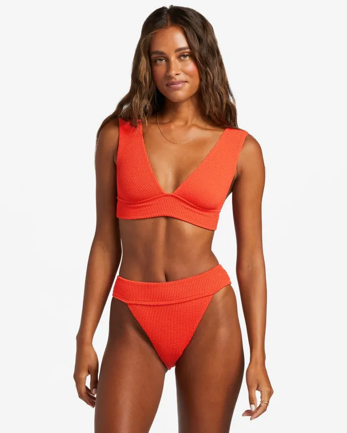 Billabong Bikinis Women Summer High Plunge Bikini Top Red Aloha Billabong Bikinis Women Summer High Plunge Bikini Top Red Aloha