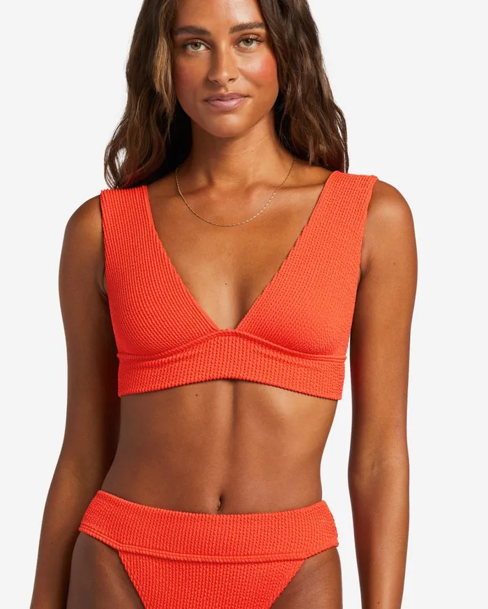 Billabong Bikinis Women Summer High Plunge Bikini Top Red Aloha Billabong Bikinis Women Summer High Plunge Bikini Top Red Aloha