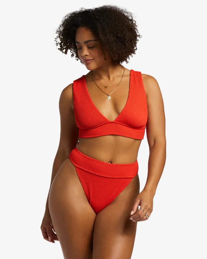 Billabong Bikinis Women Summer High Plunge Bikini Top Red Aloha Billabong Bikinis Women Summer High Plunge Bikini Top Red Aloha