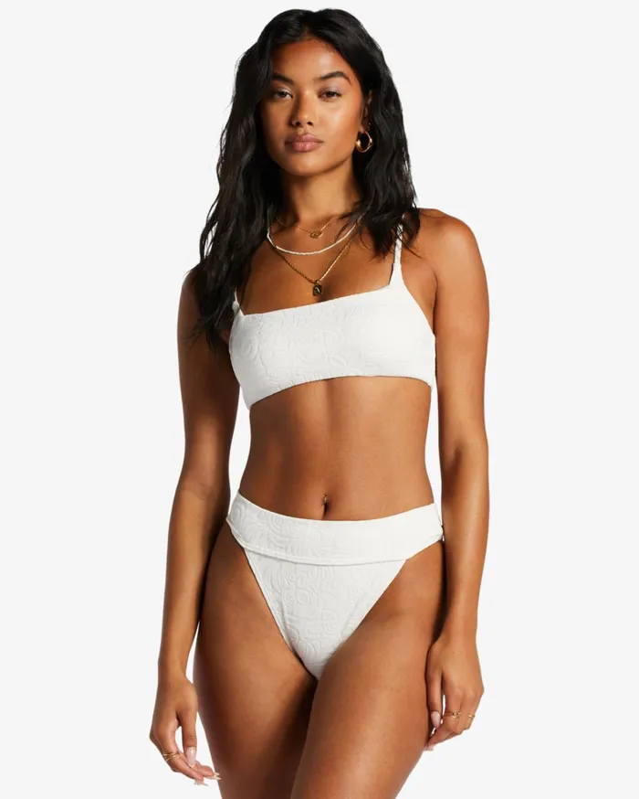 Billabong Bikinis Women Sun Trip Tiki Zoe Crop Bikini Top Salt Crystal
