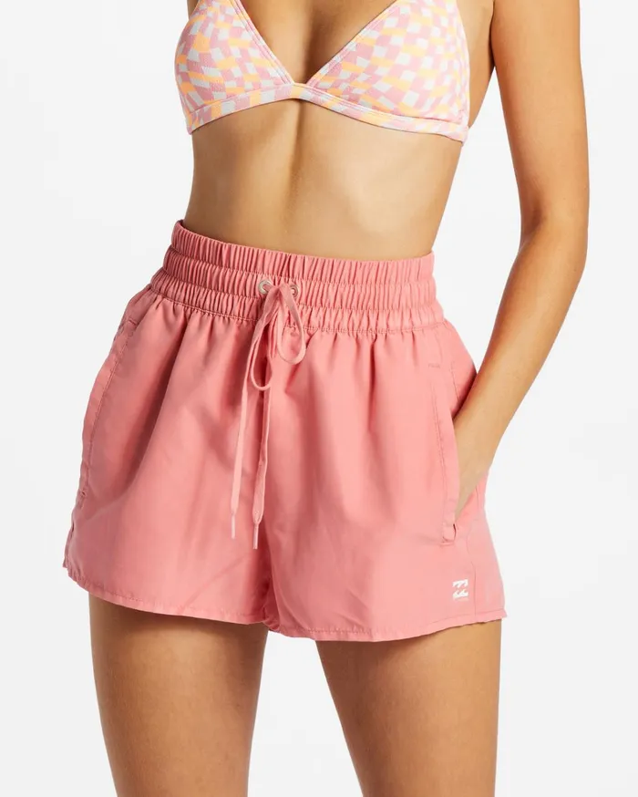 Billabong Boardshorts Women Sol Searcher New Elastic Waist Swim Shorts Flamingo Billabong Boardshorts Women Sol Searcher New Elastic Waist Swim Shorts Flamingo