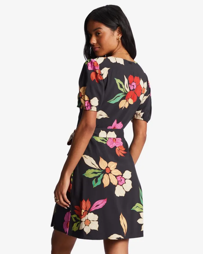 Billabong Dresses Women Hot Tropics Mini Wrap Dress Black Pebble Billabong Dresses Women Hot Tropics Mini Wrap Dress Black Pebble