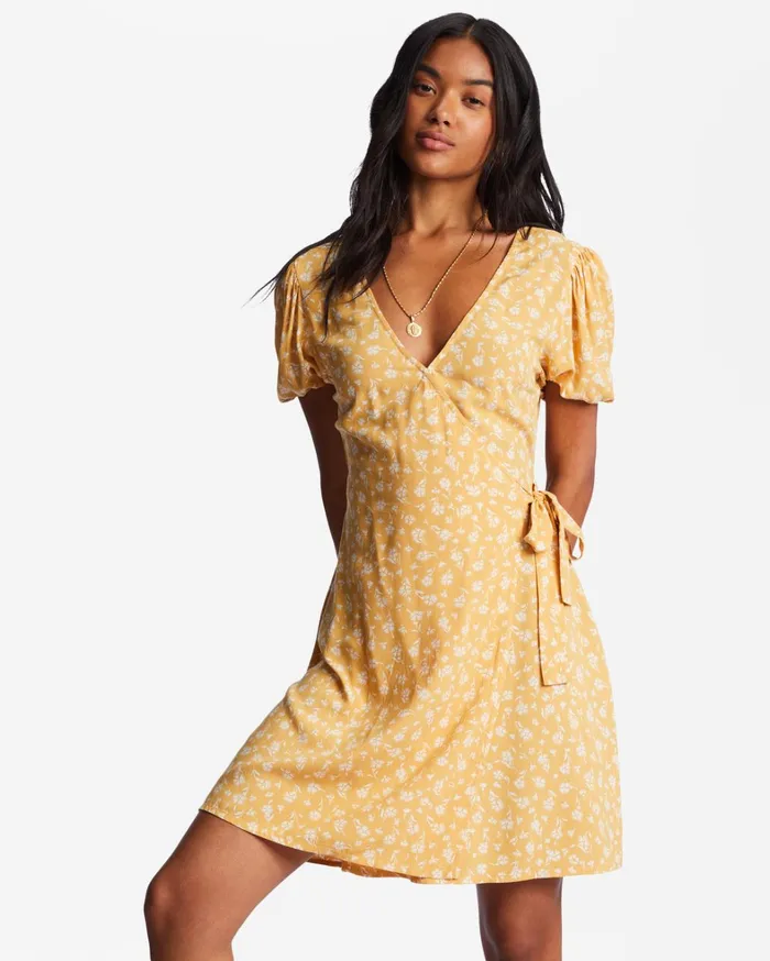 Billabong Dresses Women Hot Tropics Mini Wrap Dress Goldie Billabong Dresses Women Hot Tropics Mini Wrap Dress Goldie