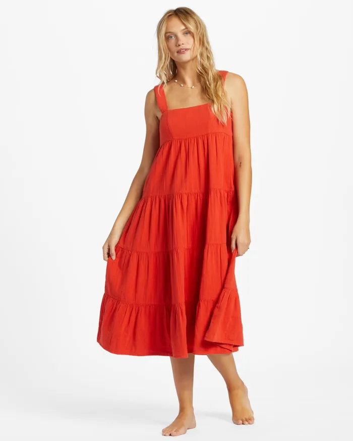 Billabong Dresses Women Linda Midi Dress Red Aloha