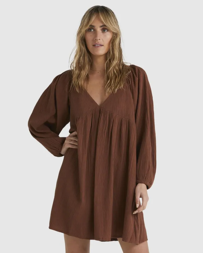 Billabong Dresses Women Luna Mini Dress Dark Choc