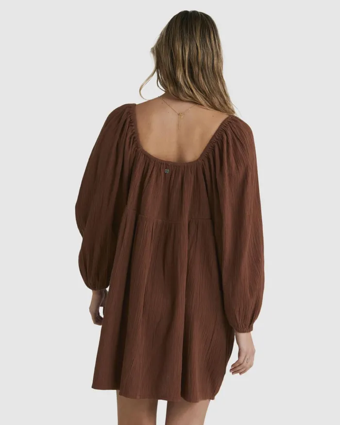 Billabong Dresses Women Luna Mini Dress Dark Choc Billabong Dresses Women Luna Mini Dress Dark Choc