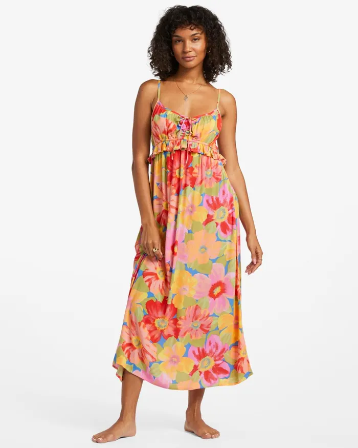 Billabong Dresses Women Rebel Heart Midi Slip Dress Multi 2
