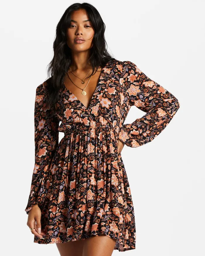 Billabong Dresses Women Sweetest Dream Mini Dress Black Pebble