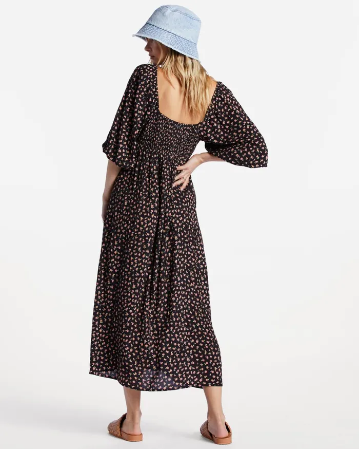 Billabong Dresses Women Swept Away Midi Dress Black Pebble Billabong Dresses Women Swept Away Midi Dress Black Pebble