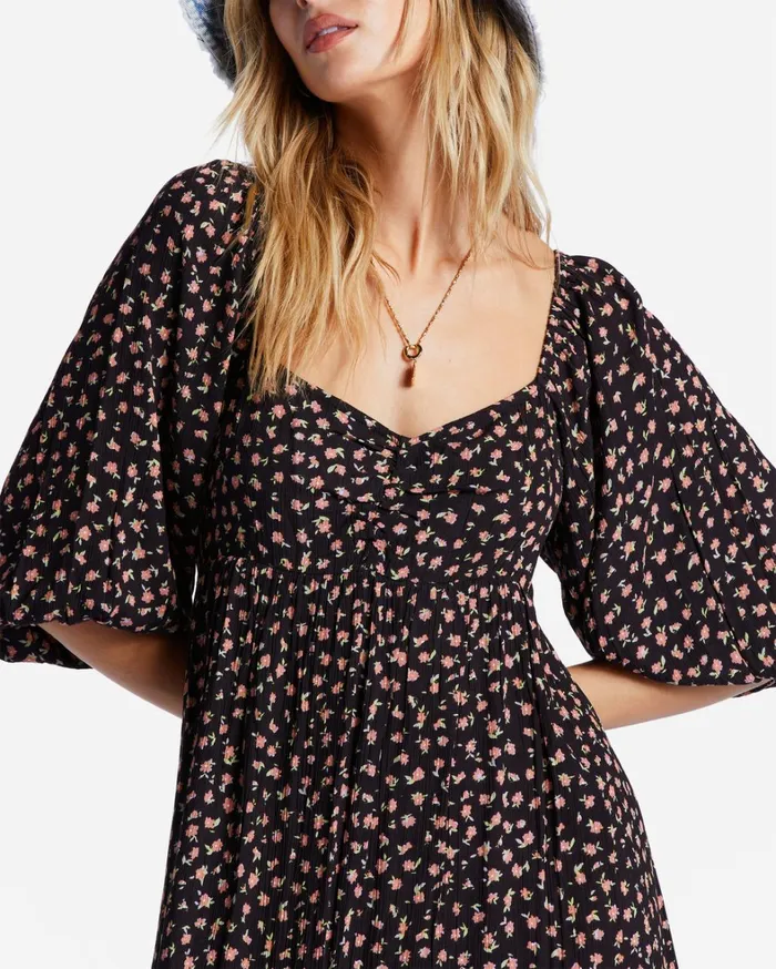 Billabong Dresses Women Swept Away Midi Dress Black Pebble Billabong Dresses Women Swept Away Midi Dress Black Pebble