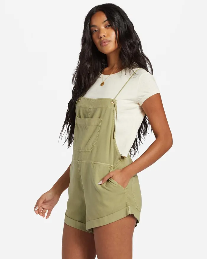 Billabong Dresses Women Wild Pursuit Romper Avocado Billabong Dresses Women Wild Pursuit Romper Avocado