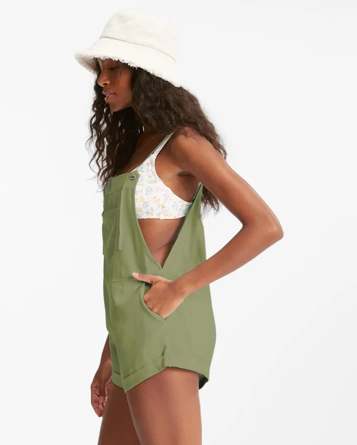Billabong Dresses Women Wild Pursuit Romper Avocado Billabong Dresses Women Wild Pursuit Romper Avocado