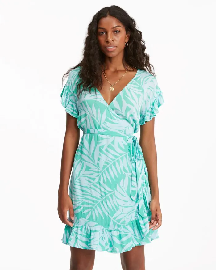 Billabong Dresses Women Wrap And Roll Woven Dress Tropical Green