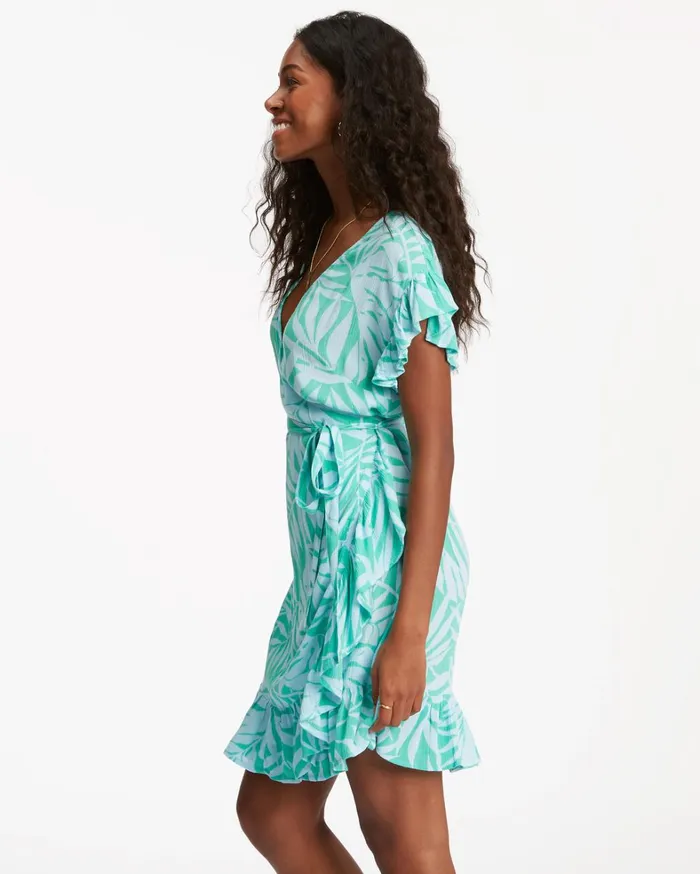 Billabong Dresses Women Wrap And Roll Woven Dress Tropical Green Billabong Dresses Women Wrap And Roll Woven Dress Tropical Green