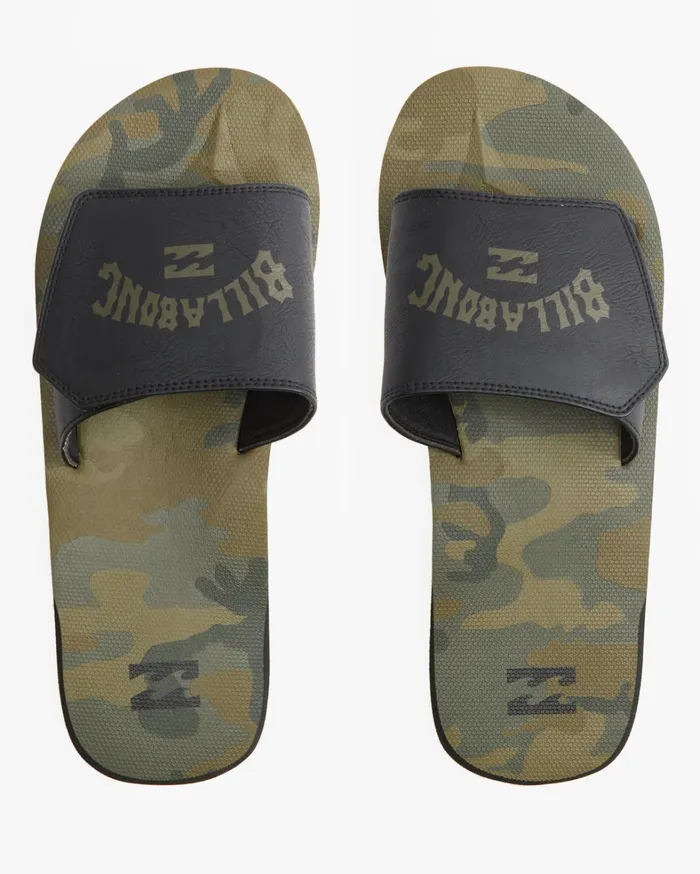 Billabong Flip Flops Men All Day Impact Print Slide Sandals Military Camo
