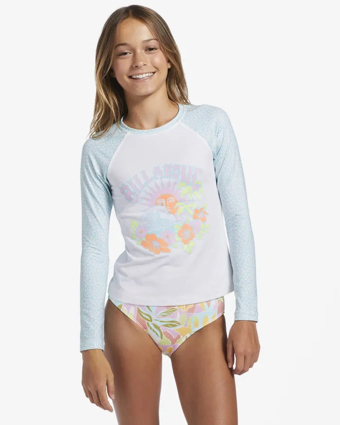 Billabong Girls039 Swimwear Women Girl039s Tropic Crush Long Sleeve UPF 50 Rashguard Salt Crystal Billabong Girls039 Swimwear Women Girl039s Tropic Crush Long Sleeve UPF 50 Rashguard Salt Crystal