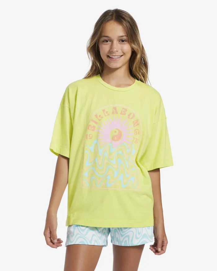 Billabong Girls039 Tops and Tees Women Girl039s Lost At Sea Oversized TShirt Light Lime