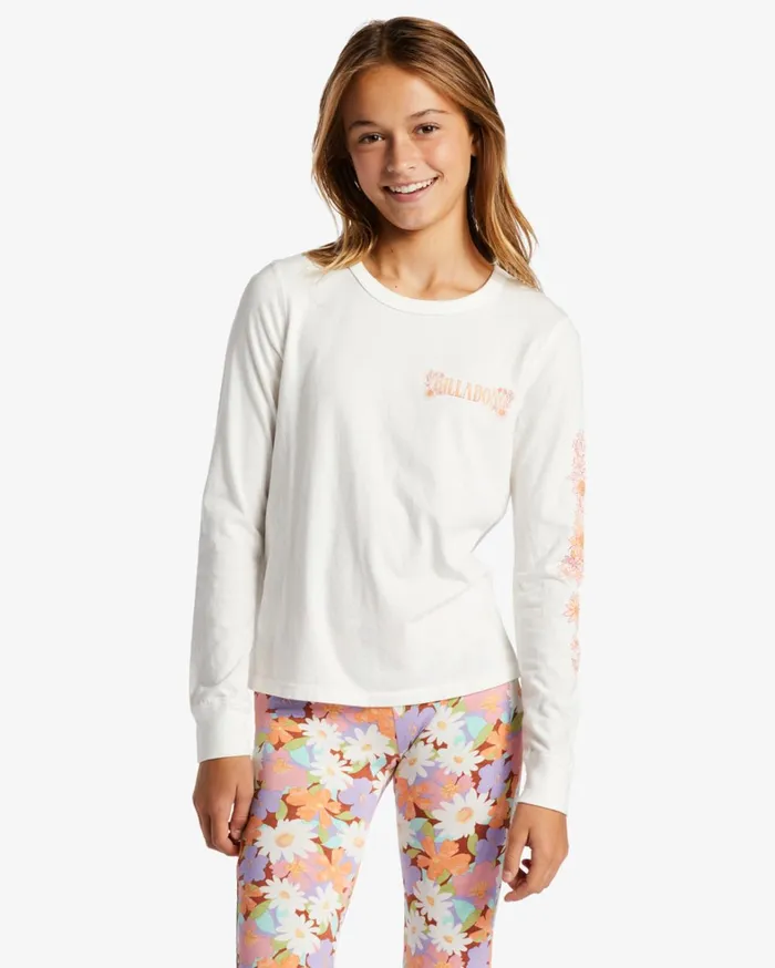 Billabong Girls039 Tops and Tees Women Girl039s Love Blooms TShirt Salt Crystal
