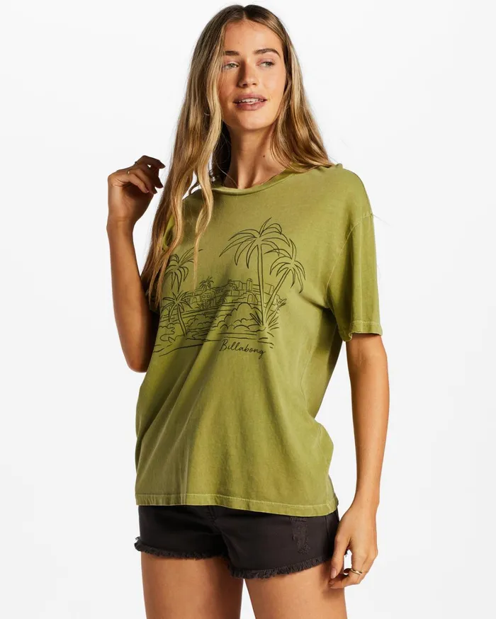 Billabong Graphic Tees and Tanks Women City Of Palms TShirt Green Eyes Billabong Graphic Tees and Tanks Women City Of Palms TShirt Green Eyes