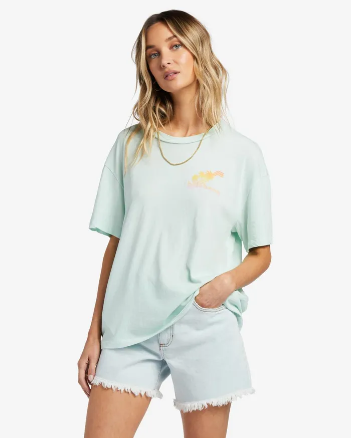 Billabong Graphic Tees and Tanks Women Good Tides Oversized TShirt Soft Mint