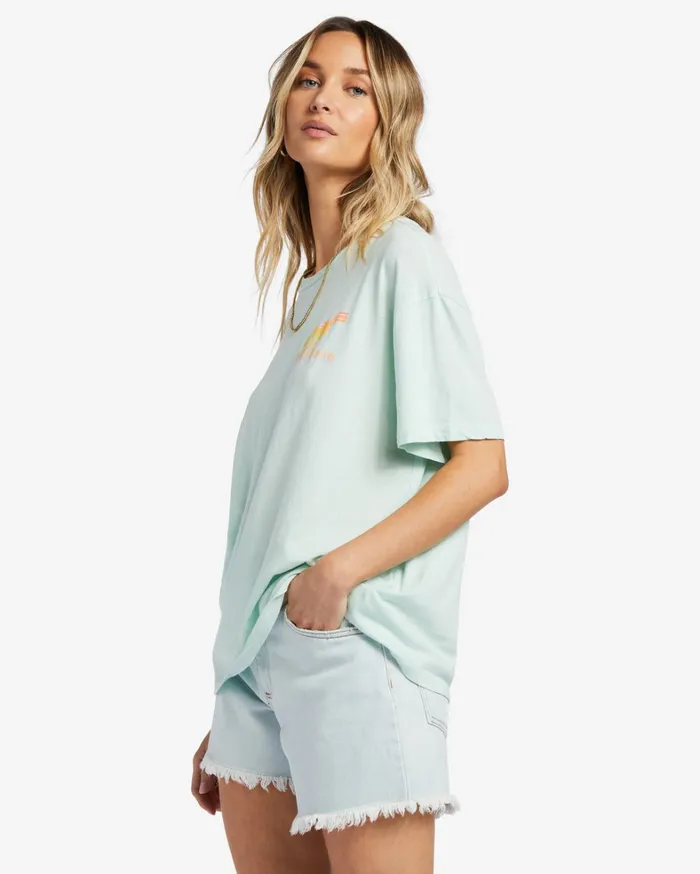 Billabong Graphic Tees and Tanks Women Good Tides Oversized TShirt Soft Mint Billabong Graphic Tees and Tanks Women Good Tides Oversized TShirt Soft Mint
