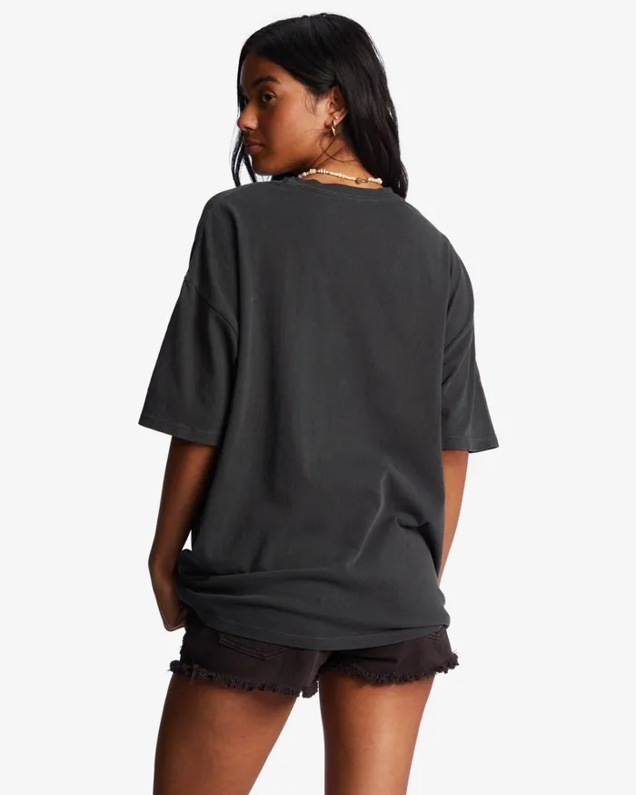 Billabong Graphic Tees and Tanks Women Into The Mystic Oversized TShirt Off Black Billabong Graphic Tees and Tanks Women Into The Mystic Oversized TShirt Off Black