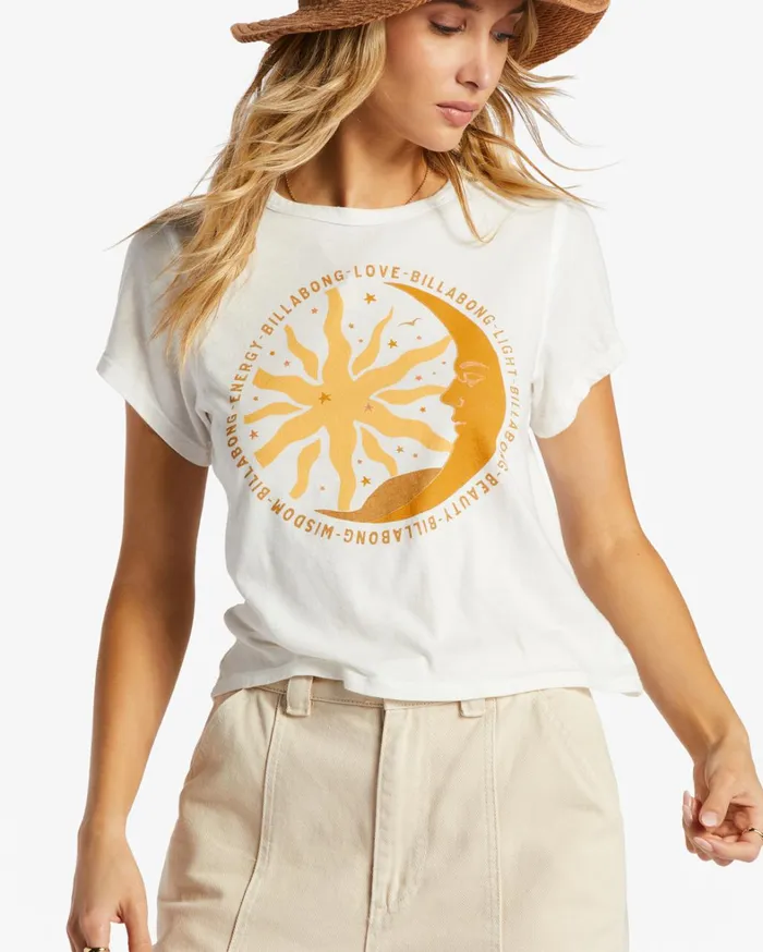 Billabong Graphic Tees and Tanks Women Love And Light Boxy Top Salt Crystal Billabong Graphic Tees and Tanks Women Love And Light Boxy Top Salt Crystal
