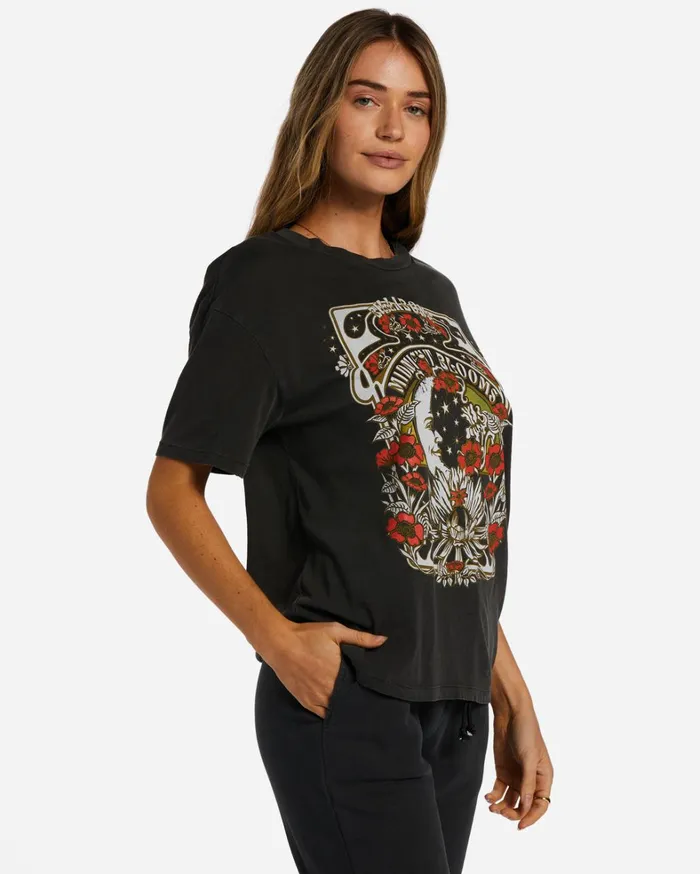 Billabong Graphic Tees and Tanks Women Midnight Blooms TShirt Off Black Billabong Graphic Tees and Tanks Women Midnight Blooms TShirt Off Black