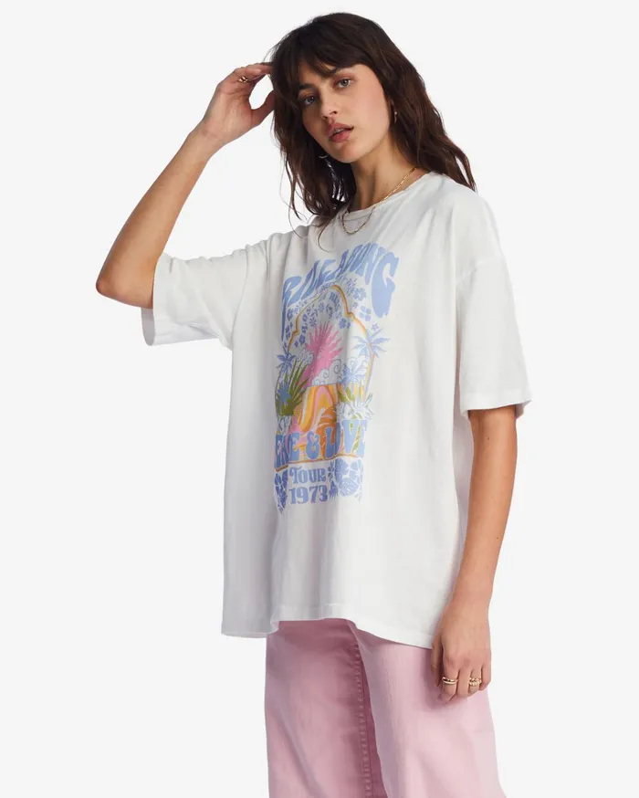Billabong Graphic Tees and Tanks Women Peace And Love Oversized TShirt Salt Crystal Billabong Graphic Tees and Tanks Women Peace And Love Oversized TShirt Salt Crystal