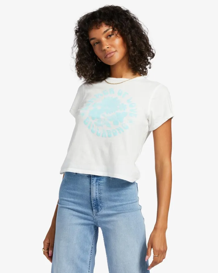 Billabong Graphic Tees and Tanks Women Summer Of Love TShirt Salt Crystal