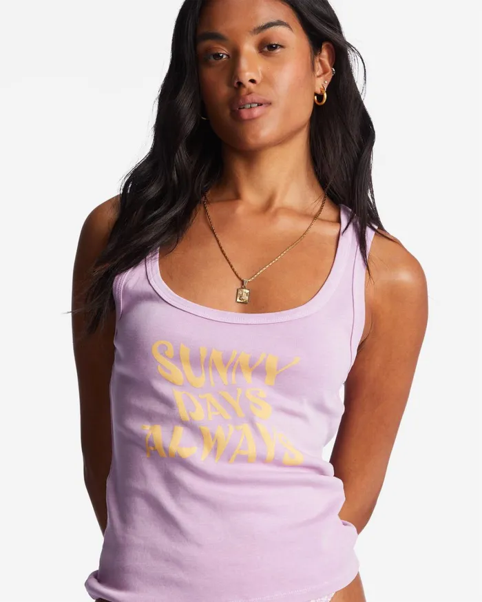 Billabong Graphic Tees and Tanks Women Sunny Days Tank Top Lilac Dream Billabong Graphic Tees and Tanks Women Sunny Days Tank Top Lilac Dream