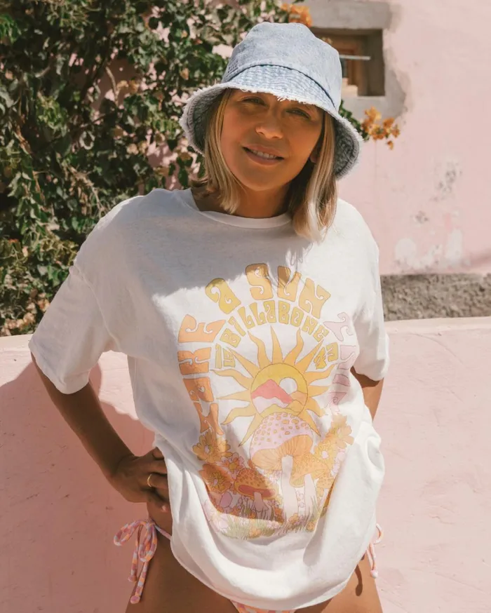 Billabong Graphic Tees and Tanks Women Take A Sun Trip TShirt Salt Crystal