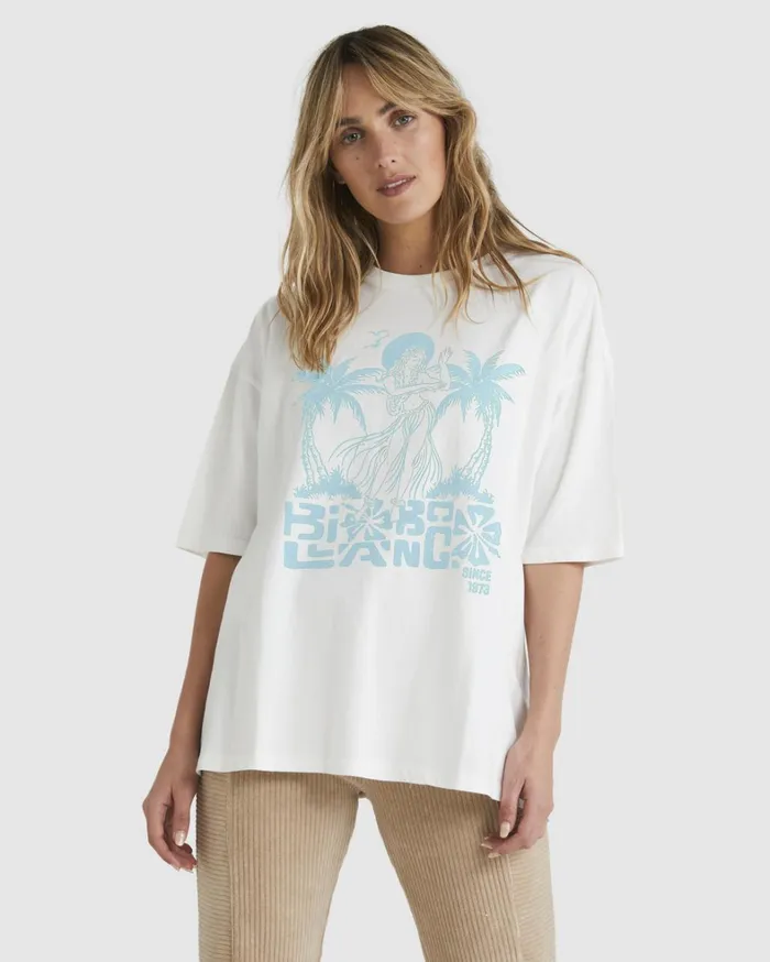 Billabong Graphic Tees and Tanks Women Tiki Oversized TShirt White