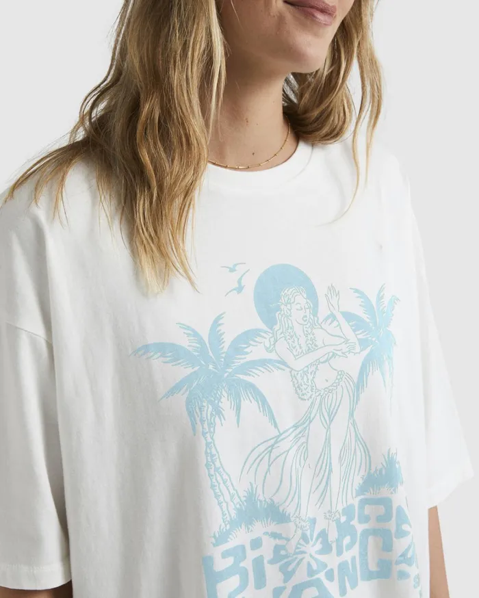 Billabong Graphic Tees and Tanks Women Tiki Oversized TShirt White Billabong Graphic Tees and Tanks Women Tiki Oversized TShirt White
