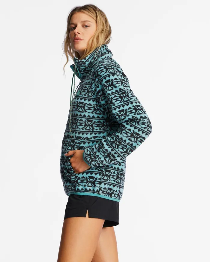 Billabong Hoodies and Fleece Women Boundary ZipUp Mock Neck Fleece Lagoon Billabong Hoodies and Fleece Women Boundary ZipUp Mock Neck Fleece Lagoon