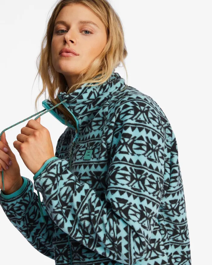 Billabong Hoodies and Fleece Women Boundary ZipUp Mock Neck Fleece Lagoon Billabong Hoodies and Fleece Women Boundary ZipUp Mock Neck Fleece Lagoon