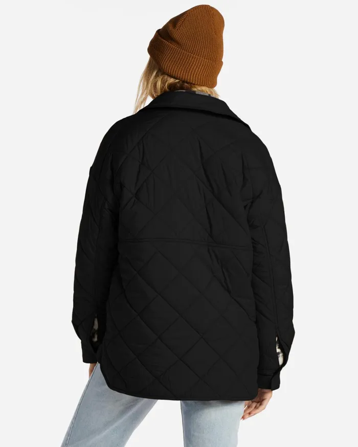 Billabong Jackets Women Transport Shacket Snap Front Overshirt Black Billabong Jackets Women Transport Shacket Snap Front Overshirt Black